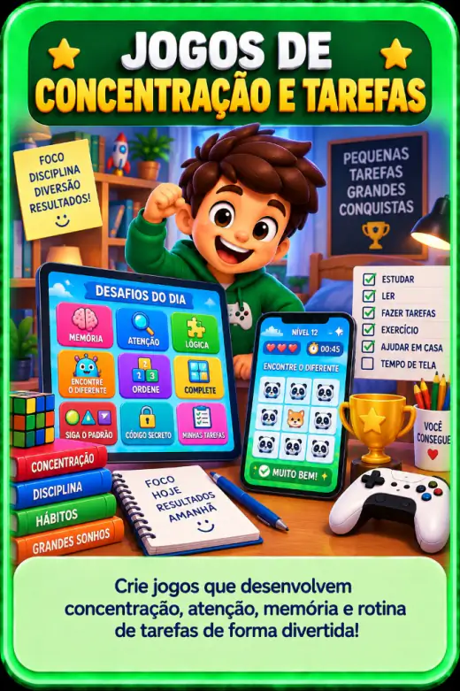 Jogos de concentração e tarefas