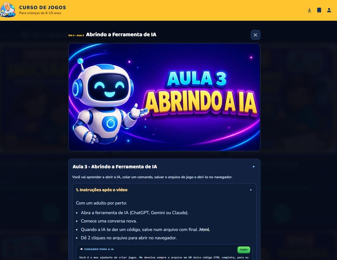 Área interna do curso — aula Abrindo a ferramenta de IA